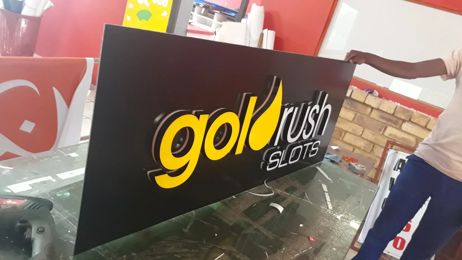 Gold Rush Slots illuminated sign board
